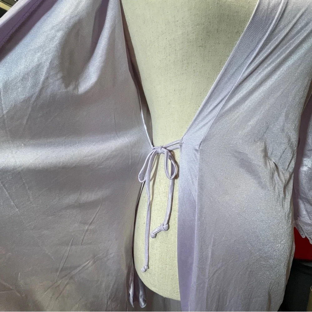 Vintage Fantasy Nightwear Lavender‎ Robe Lace Sleeves Size Small